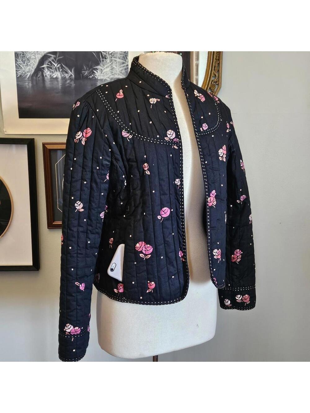 Vintage 100% Cotton Quilted Navy Jacket - Picture 2 of 7